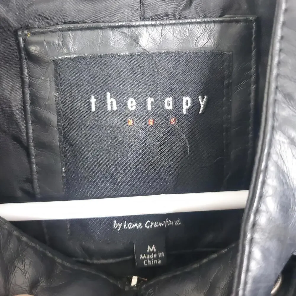 Therapy Jacket Womens Size M Faux Leather Moto Biker Motorcycle Edgy Zip Up